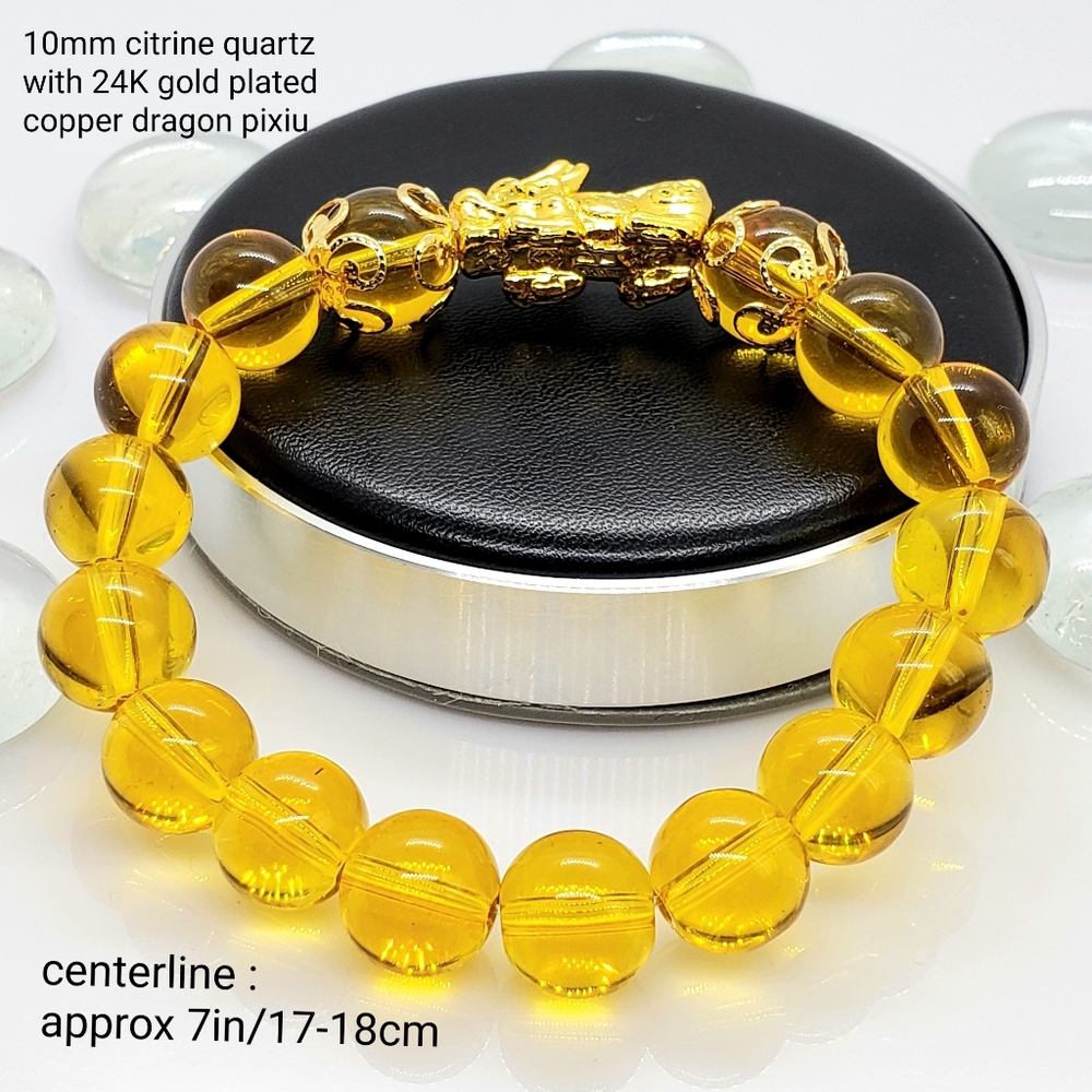 Handcrafted Citrine Quartz PIYAO stretch bracelet